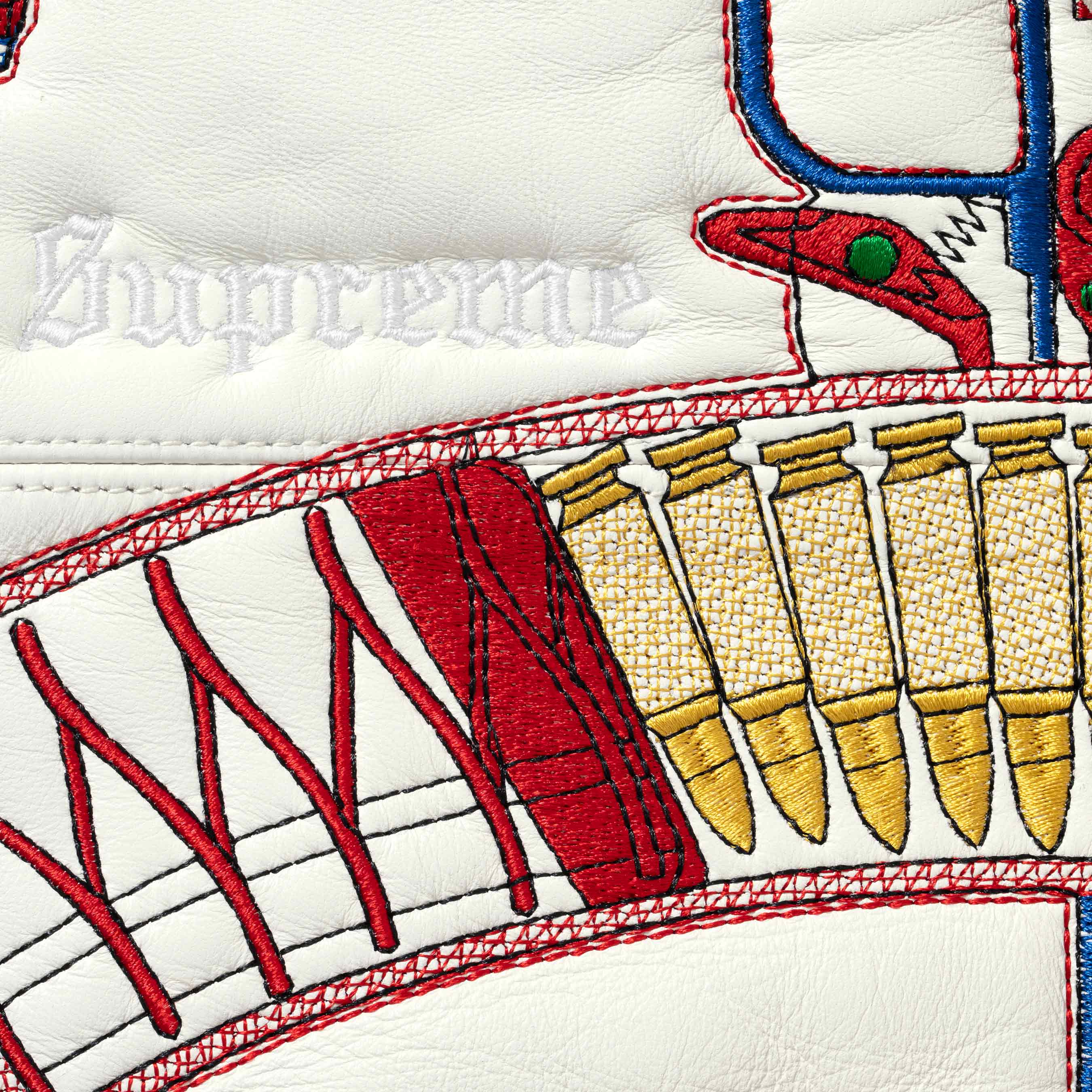 Guns Embroidered Hooded Leather Jacket view 4